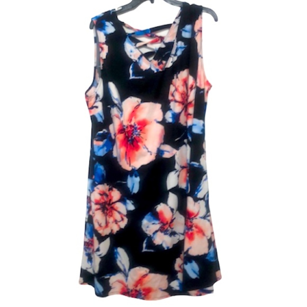 🌞 Alyx sleeveless tunic top black blue & pink floral pockets women plus size 3X